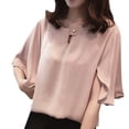 thumbnail image 2 of PENGXIANG Women Work Office Short-sleeve Solid Color Casual Chiffon Plus Shirt Top, 2 of 5