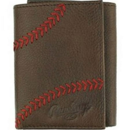 Leather Baseball Stitch - Rawlings Baseball Tri-Fold Wallet Credit Card Home Run Stitch Leather RLG801-200
