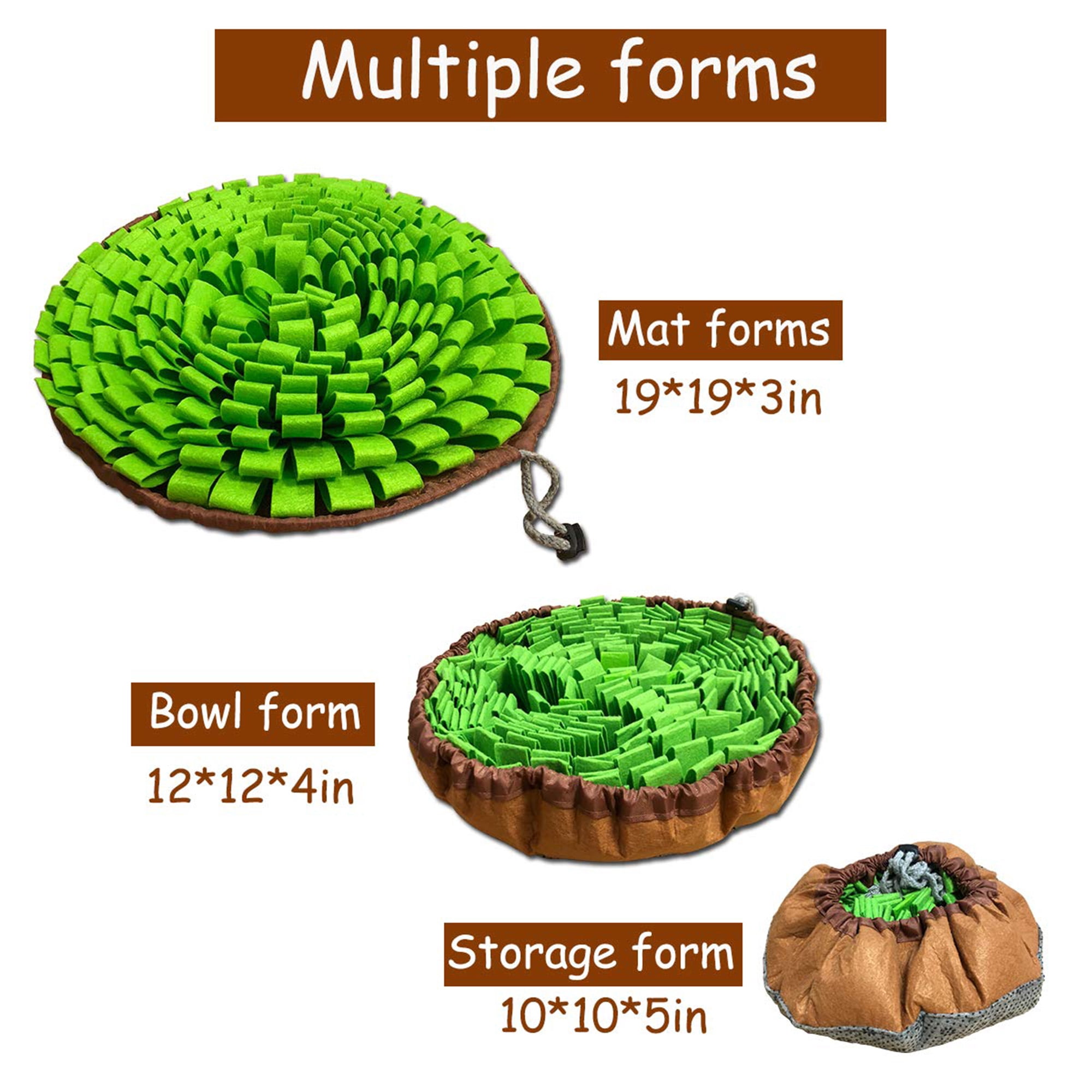 Pet Snuffle Mat: Interactive puzzle toy for dogs/cats/rabbits/guinea pigs. Slow feeder, mental stimulator, stress relief. Portable for indoor/outdoor use. Green.