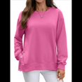 thumbnail image 1 of Sudaderas de Gran Tamaño para Mujer, Sudaderas de Larga, Camisetas con Abertura Lateral, Tops, Conjuntos para Adolescentes. Rosa Roja S, 1 of 10