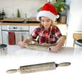 thumbnail image 3 of Rolling Pin,Valentine'S Day Rose Rolling Pin Wooden Carving Rolling Pin Cookies Dough Stick,Wooden Engraved Rolling Pin with Christmas Snowflake Designs - for Baking Cookies And Decor, 3 of 4