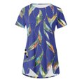 thumbnail image 3 of Blusas de Manga Corta para las Mujeres Botón Impreso Cuello Redondo Top Casual, Blusas para las Mujeres Casual, 3 of 5