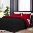 thumbnail image 4 of D.N.G. BEDDINGS 5 Piece Luxury Reversible Diamond Pattern Comforter Set Premium Super Soft, All Season 800 TC, 100% Egyptian Cotton Super King Size Black/Red Solid Color, 4 of 7