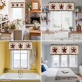thumbnail image 5 of Country Star Valance Curtain Red Stars Berry Linen Texture Brown Plaid Wood Grain Window Valances Rod Pocket Short Curtains Window Treatments for Kitchen Bedroom Bathroom Laundry 54" x 18", 5 of 9