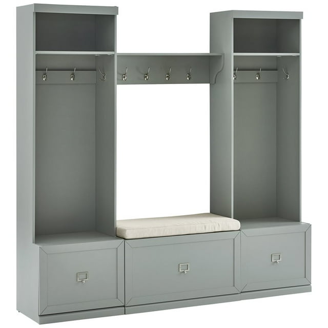 Crosley Furniture Harper 4 PC Modern Wooden Entryway Storage Set in Gray/Cream