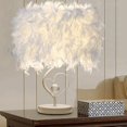 thumbnail image 1 of Lampe de Table à Plumes Blanches Veilleuse de Chevet, 1 of 5