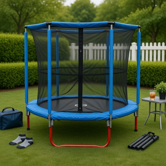Topcobe 36 Inch Kids Indoor Outdoor Square Trampoline with Foamed Handrail, Exercise Trampoline for Indoor Outdoor, Kids Trampolines-Blue