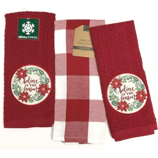 Heavy Linen Towel, Set of 3 Red Checkered Linen Christmas Towel