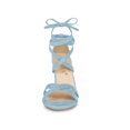 thumbnail image 2 of BLISSFUL STEP Women's Open Toe Lace-Up High Block Heeled Sandals Sky Blue (Size 7), 2 of 7