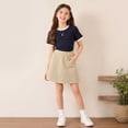 thumbnail image 3 of HILEELANG 4-13 Little Big Girls Skort Khaki with Built-in Shorts School Uniform Twill Skirt Elastic Back Waist A Line with Pockets Scooter for Kids, 3 of 15