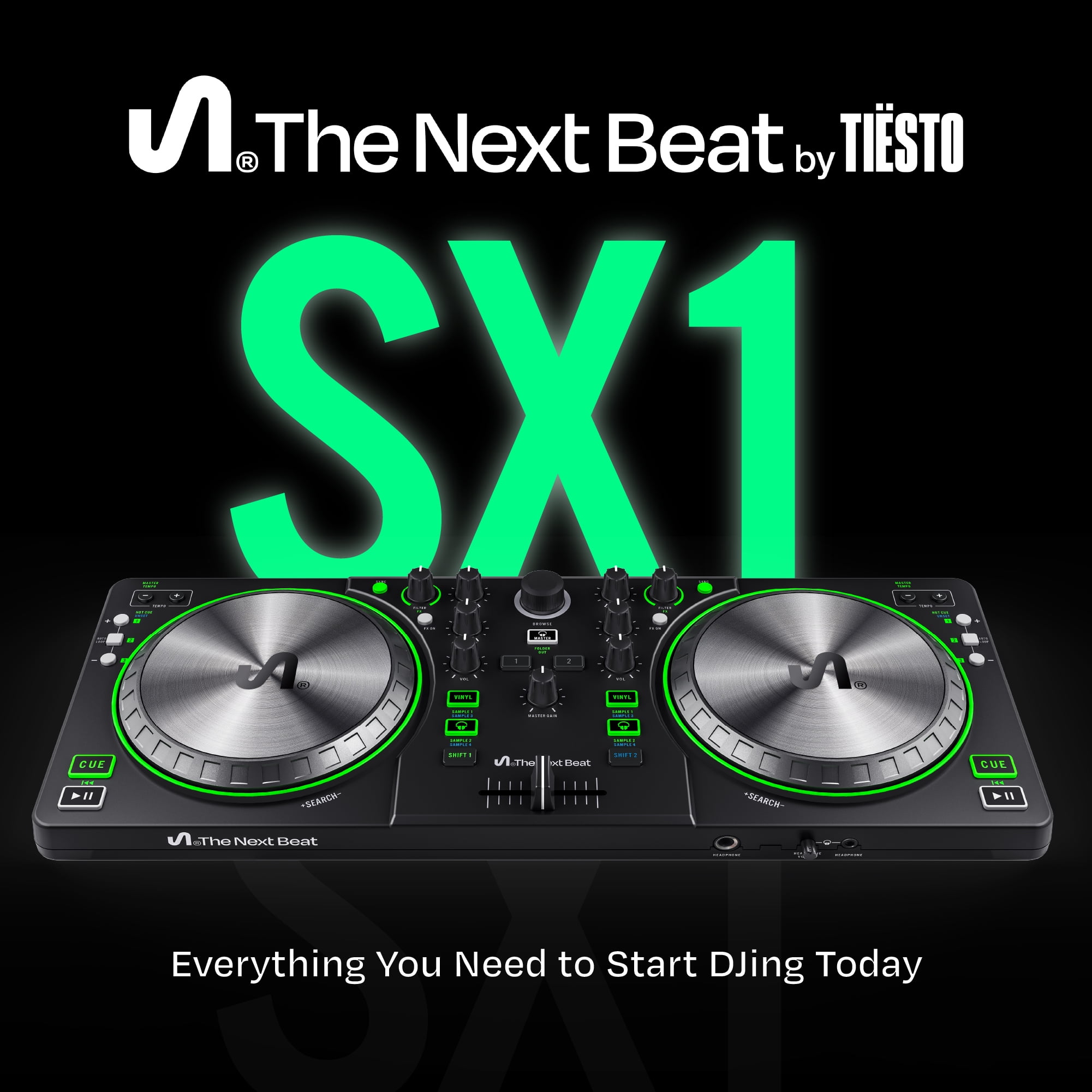 The Next Beat by Tiesto DJ Controller, DJ Control Deck with Audio Mixer & Beat Match, SX1
