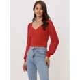 thumbnail image 3 of Blusa de Manga Larga con Lazo para Mujer rojo XL, 3 of 6