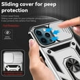 thumbnail image 6 of for iPhone 12 Pro Max Case, Soft TPU & Hard PC Anti-scratch Sliding Cover Full Protection Ring Stand Rotating Kickstand Holder Magnetic Shockproof Phone Case Cover for iPhone 12 Pro Max, Silver, 6 of 8