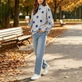 thumbnail image 5 of thefmos Women's Mock Neck Fleece Polka Dot Pullover Sweatshirt Ribbed Cuffs Long Sleeve Casual Cozy Top Fashion Fall Winter Outfit, Gray S, 5 of 5