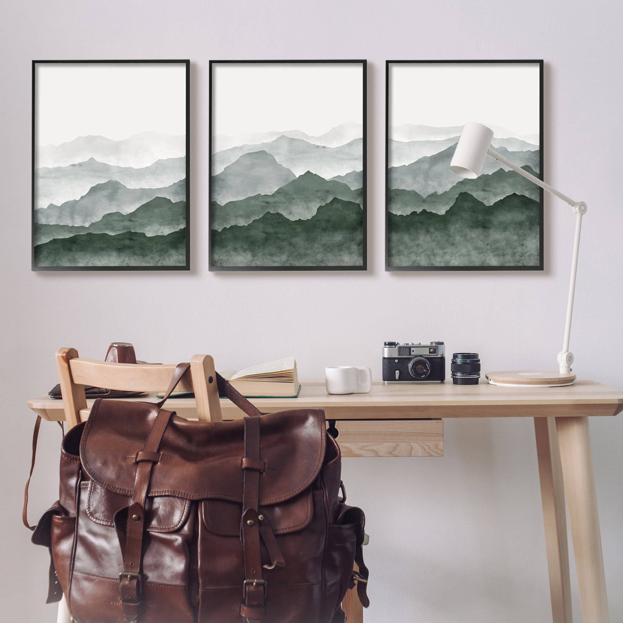 Stupell Sage Hills Mountain Nature View Landscape Painting Black Framed Art Print Wall Art, Set of 3