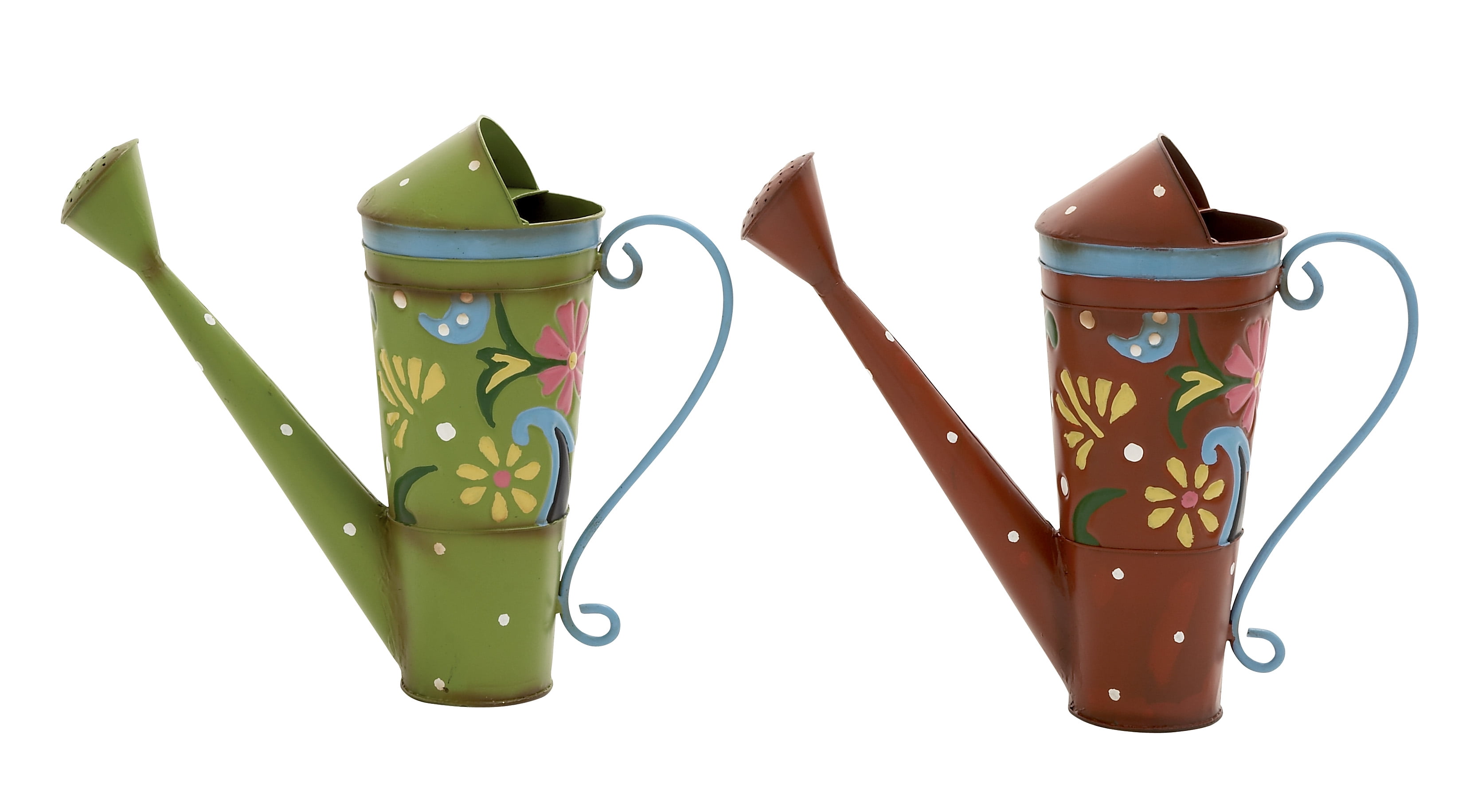 Attractively Designed 2 Assorted Metal Watering Can by Benzara