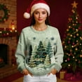 thumbnail image 4 of Christmas Sweatshirt for Women Fleece Lined Long Sleeve Crewneck Pullover Top Green M, 4 of 6