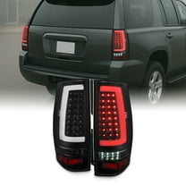 AKKON - Fits 2007-2014 Chevy Suburban Tahoe GMC Yukon XL Full LED C-Tube DRL Running Signal Black Tail Brake Lights Pair