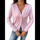thumbnail image 2 of Suéter de Punto Tipo Cárdigan de Larga con Cuello en V y Botones para Mujer Rosa L, 2 of 9