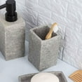 thumbnail image 2 of Square Resin Stone Effect Bath Tumbler Cup Toothbrush Holder Gray, 2 of 7