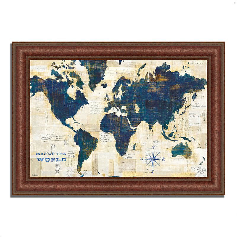World Atlas FLAGS & MAPS  Canvas Art Print Box Framed Picture Wall Hanging BBD 