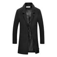 thumbnail image 5 of INSPIRE CHIC Men's Coats Solid Color Notched Collar Single Breasted Winter Long Coat M Black, 5 of 7