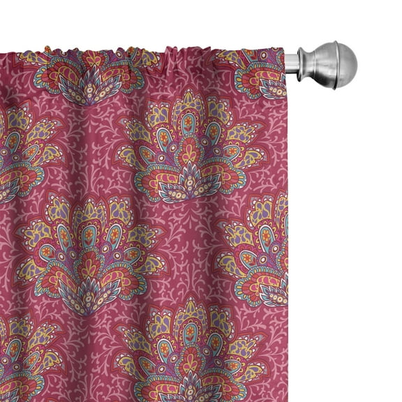 Ambesonne Lotus Curtains, South Paisleys, Pair of 28"x63", Multicolor