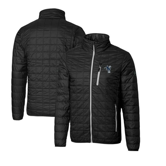Men's Cutter & Buck Black Indianapolis Colts Throwback Logo Rainier PrimaLoft Eco Insulated Full-Zip Puffer Jacket