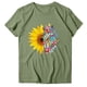 thumbnail image 3 of Gibobby Playera de Manga Corta con Cuello Redondo Mujeres Casual Girasol Impresión Mangas Cuello Redondo Camiseta Suelta Blusa Tops(Verde,XL), 3 of 4