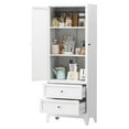 thumbnail image 5 of 72 Inch White Pantry Cabinet with 2 Drawers, Freestanding Kitchen Storage Cabinet with Adjustable Shelves, Heavy-Duty Organizer for Spices, Dishware, Small Appliances in Kitchen, Pantry, Dining Room, 5 of 17