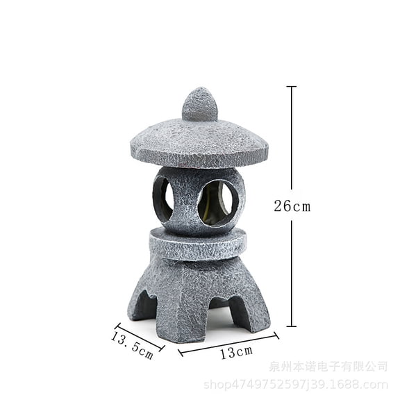 Decorative lights for gardens, parks, and other outdoor spaces, stone pagoda lanterns, courtyard lamps, ornaments, temple Zen garden resin decorative ornaments, solar-powered statue lights