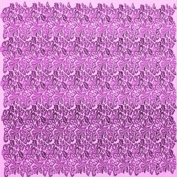 Ahgly Company Indoor Square Abstract Pink Contemporary Area Rugs, 7' Square