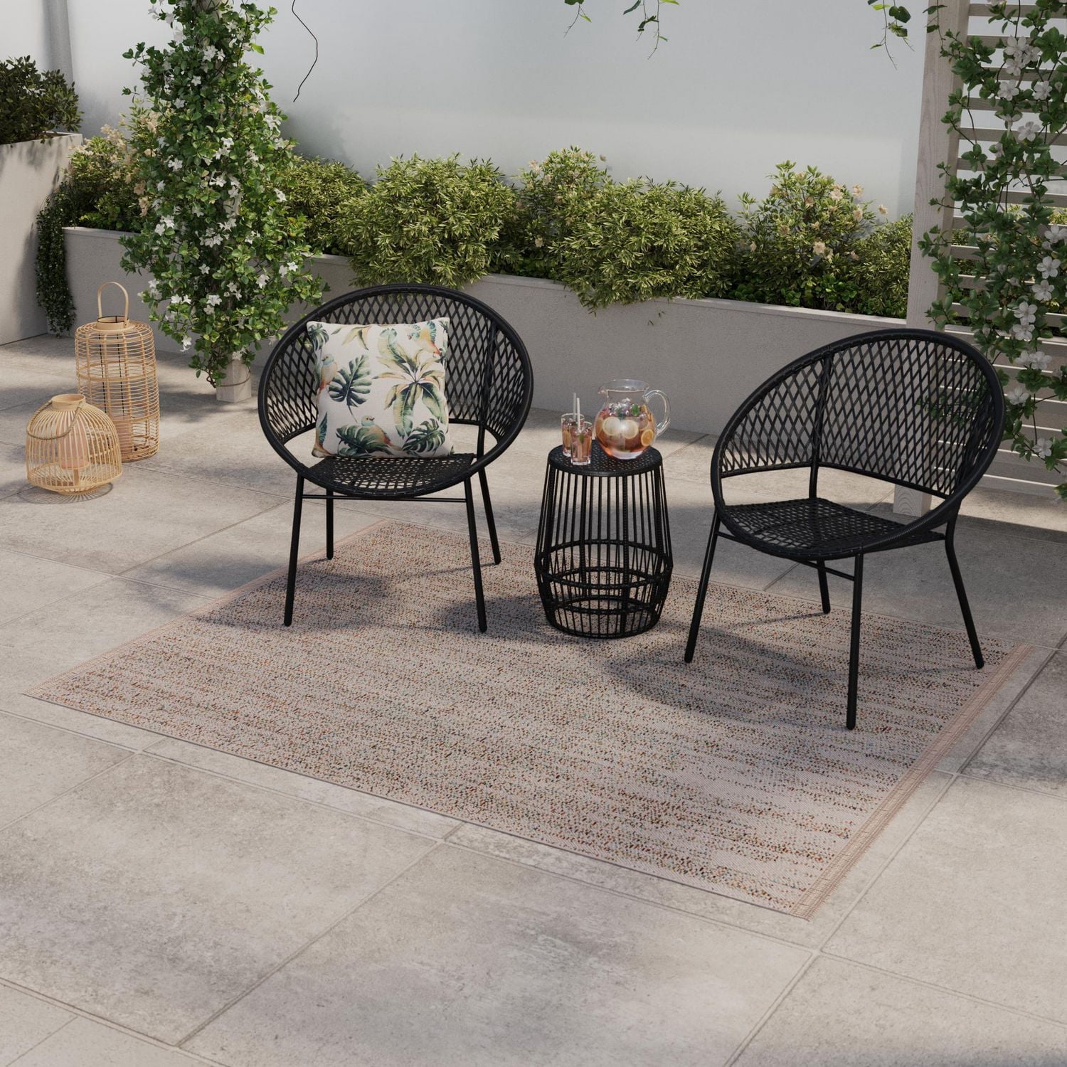 Crete Mosaic Speckle Indoor Outdoor Patio Area Rug, 5 ft. 2-inch x 6 ft ...