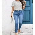 thumbnail image 3 of Womens Plus Size Tops Floral Short Sleeve Waist Cinched Crew Neck Shirt, Summer Sasual Loose Top XL-4XL, 3 of 6