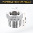 thumbnail image 2 of Adaptador reductor de acero inoxidable 304 Uxcell 1" NPT macho x 3/4" NPT hembra, accesorios de tubería hexagonales, adaptador de tubería de fundición para aire, agua, aceite y gas, 2 of 6
