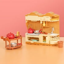 Dollhouse Kitchen Set - 18 Piece Miniature Play Food & Cooking Toys for Kids Ages 3 (Multicolor)