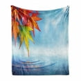 thumbnail image 1 of Fall Leaves Soft Flannel Fleece Blanket, Water Dripping from the Leaves Hanging over the Lake Natural Art Relaxing Scene, Cozy Plush for Indoor and Outdoor Use, 60" x 80", Multicolor, by Ambesonne, 1 of 6