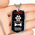 thumbnail image 2 of Clumber Spaniel Love Is Stainless Steel or 18k Gold Dog Tag 24" Chain, 2 of 8