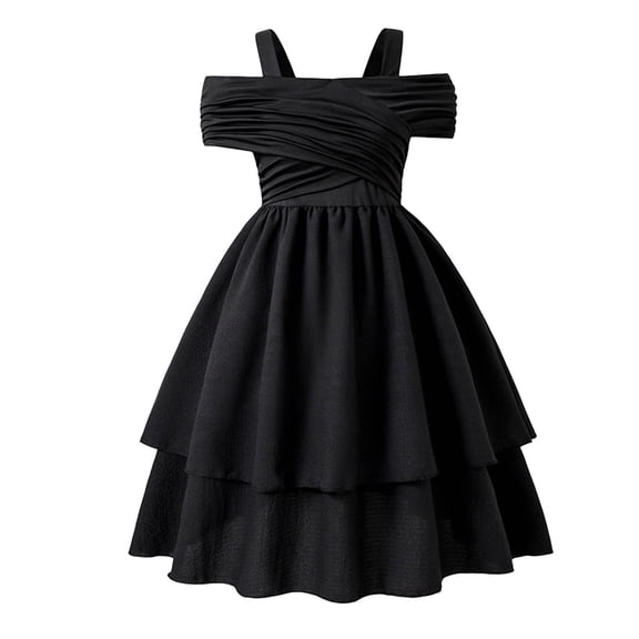 Ymyiu Flower Girl Dresses Flower Girls Dress Wedding Satin Dresses Princess Birthday Party Prom Ball Gown Size 11-12 Years (Black,11-12 Years)