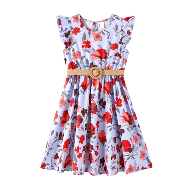Vestido PATPAT Boho Floral con Mangas de Volantes y Cinturón