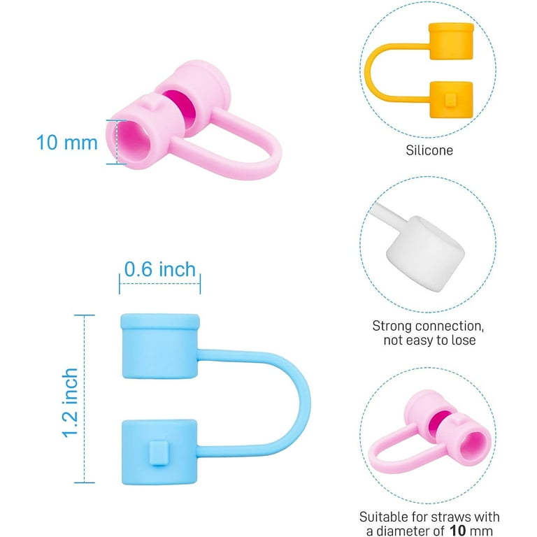 5pcs Colorful Dustproof Splash Proof Straw Cover, Reusable Cup Shape  Silicone Straw Stoppers For 0.4in/10mm Straws, Soft Protector Cover Cup  Accessori