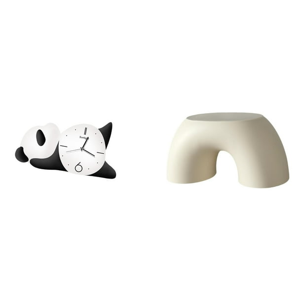 Moderno Y Bonito Reloj De Pared Con Forma De Panda Y Taburete Para Cambiar Zapatos Para Sala De Estar, Práctico Y Resistente, Decoración Del Hogar, Silla Antideslizante, Taburete Otomano Para