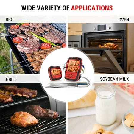 ThermoPro - Long Range Wireless Meat Thermometer with 4 Probes - Red
