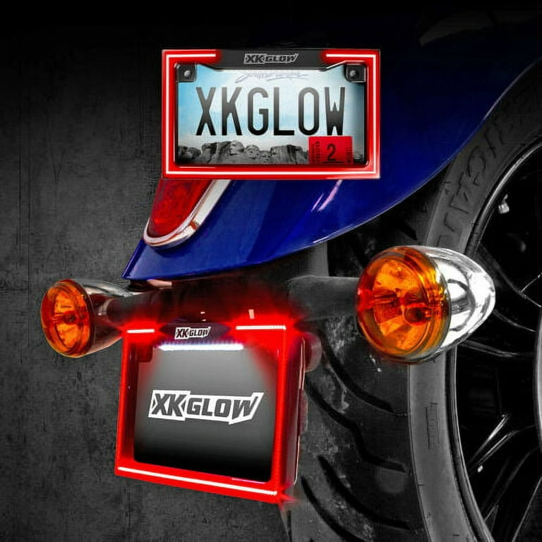 XK Glow Motorcycle License Plate Frame Light w/ Turn Signal
