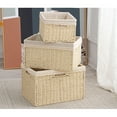 thumbnail image 4 of Youkk Carefully Handcrafted Rattan Storage Basket - Durable Friendly Woven Rattan Woven Desktop Organizing Convenient Rattan Sorting Beige 31x21x15, 4 of 9