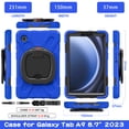 thumbnail image 7 of Case for Samsung Galaxy Tab A9 8.7 inch, 360 Degree Rotating Hand Grip Shockproof Cover with Shoulder Strap, Blue, 7 of 7