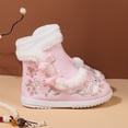 thumbnail image 5 of Otqutp Baby Low Heel Boots Short Boots for Toddler Gilrs Cloth Shoes Rubber Sole Warm Winter Snow Boots Embroidery Print Cotton Boots(Pink,10-10.5 Years), 5 of 5