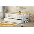 thumbnail image 6 of Bed Frames Wood Twin Size Platform Bed with Guardrail and 2 Drawers, White,Adjustable Bed Base, 6 of 18
