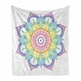 thumbnail image 1 of Rainbow Mandala Soft Flannel Fleece Throw Blanket, Outline Style Mandala Flower with Scales and Dots Pattern Design, Cozy Plush for Indoor and Outdoor Use, 60" x 80", Multicolor, by Ambesonne, 1 of 6