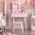 thumbnail image 6 of LAZY BUDDY Kids Vanity Set with Stool & Drawers, Toddler Vanity Desk Princess Makeup Dressing Table with Lights and Mirror for Girls 3+, 6 of 8